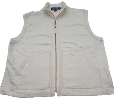 Polo Sport Ralph Lauren Chaleco Para Hombres Mediano Marfil Cremallera Completa Bolsillo Exterior De Colección Foto 1 de 4