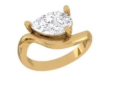 Pear 1.00 Lab Grown Diamond Ring For Wedding Engagement IGI Certified F VS2 - Image 1 of 4