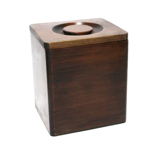 Vintage Wood Canister Rectangle Dark Stain MCM - Picture 1 of 8
