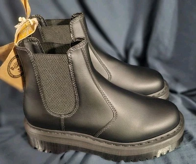 Dr Martens Vegan 2976 Quad Chelsea Boots Black Men Size 9 Women 10 New No Box - Image 1 of 4
