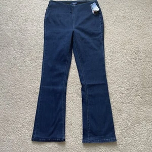 D&Co Denim & Co. Signature Lycra Flex Dark Pull On Bootcut Jeans Women's 12 NWT - Picture 1 of 9