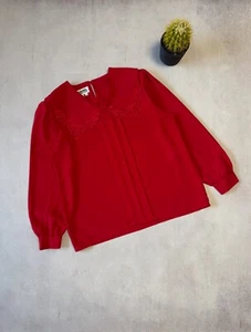 Vintage Chanel Boutique Langarm Bluse Rot Damen 52 Größe Luxus Selten - Bild 1 von 9