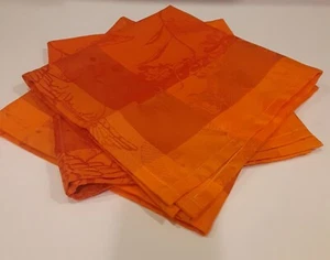 Tovagliolo jacquard damascato Garnier Thiebaut Francia ricambio arancione x 3 - Foto 1 di 10