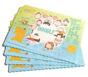 Vtg Doodle Unused Placemat Springprint Lot 100 Puzzle Game Paper Tic Tac Toe Kid - Picture 1 of 7