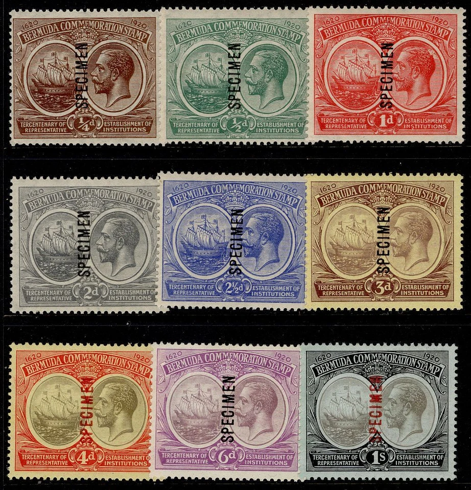BERMUDA GV SG59s-67s, 1920 institutions SPECIMEN set, LH MINT. Cat £375. - Image 1 of 1