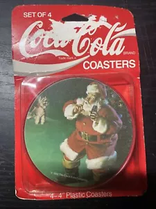 1992 Coca-Cola Santa Untersetzer - 4er Set Vintage Weihnachten Untersetzer Neu - Bild 1 von 2