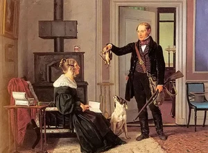 Oil painting martinus rorbye - royal hunt master von zeuthen and his wife canvas - Picture 1 of 1