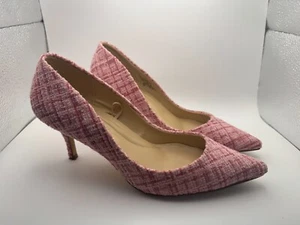 Charles David Angelica Pumps 👠 Size 7 Pink White Tweed Point Toe Heels Clueless - Picture 1 of 9