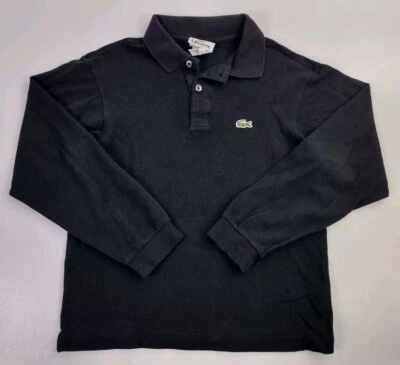 Lacoste kids boys' size 10 solid Black long sleeve cotton polo - Image 1 of 4
