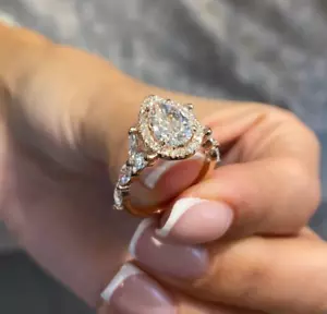 IGI GIA Lab Grown Diamond Engagement Ring 2.60 Ct Pear Cut 14K Rose Gold Size 7 - Picture 1 of 9