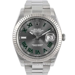 Rolex Datejust II 116334 Steel 41mm Oyster-Custom Gray Wimbledon Dial-18k Fluted - Picture 1 of 7