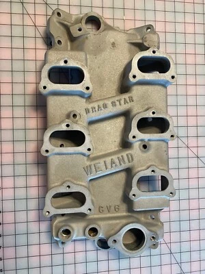 Vintage WEIAND 6x2 INTAKE SBC Edelbrock Offenhauser Vintage Gasser Drag Boat  - image 1 of 4