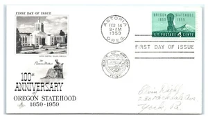 FDC 1959 4c #1124 Oregon Statehood, Astoria OR A1 - Bild 1 von 2