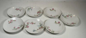 6 OLD ABBEY LIMOGES  PINK ROSES FRANCE 3.25 INCH BUTTER PAT PLATES