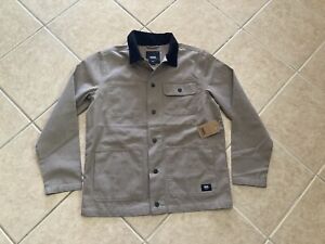 “VANS” “DRILL CHORE” CANVAS JACKET. NEW WITH TAGS. KHAKI/ BROWN. CORDUROY COLLAR