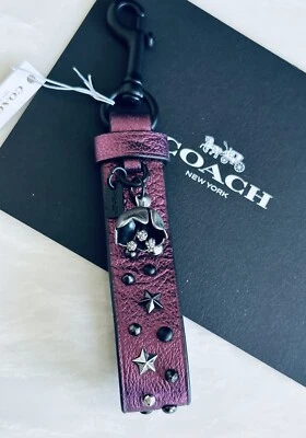 NOVO COM ETIQUETAS COACH STARDUST REBITES COURO ROXO METÁLICO CHÁ ROSA LAÇO 59861 - Imagem 1 de 4
