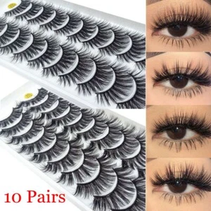 10 Pairs 3D Mink False Eyelashes Natural Wispy Cross Fluffy Extension Eye Lashes - Picture 1 of 28