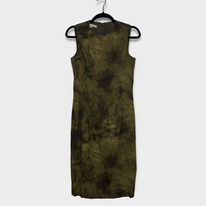 Vestido Vaina Colección Michael Kors Talla 10 Largo Midi Sin Mangas Oliva Italia - Imagen 1 de 12