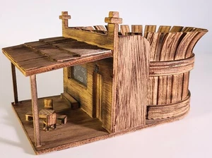 VINTAGE DIORAMA ÜBERTOPF TOPF HANDARBEIT HOLZ POST VORDERE VERANDA SCHACHBRETT - Bild 1 von 8
