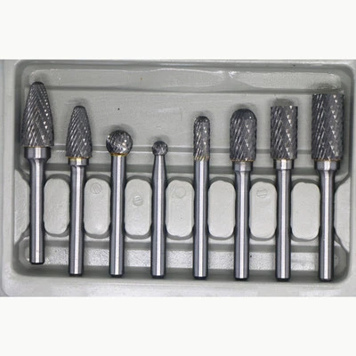 8Pc. Double Cut Carbide Rotary Burr Set 1/4" Shank - Image 1 of 3