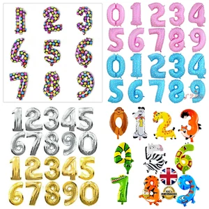 Gold Silver Pink Blue Animal Polka 16" Birthday Number Foil Balloon 0123456789 - Picture 1 of 11