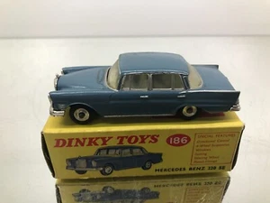 DINKY TOYS 186 MERCEDES BENZ 220SE -BLUE 1:43- FAIR IN BOX - 471 - Picture 1 of 19