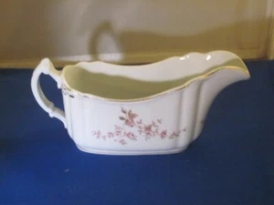 Antique Dresden Porcelain Gravy Boat Sauce China Floral Gold Trim Pink - Picture 1 of 5