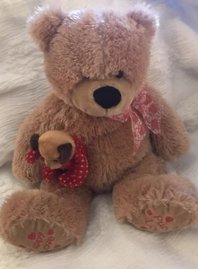 Gund Heads & Tales 20" Plush Bear w/ Puppy Love 6" Baby Plush Brown Red - Picture 1 of 5