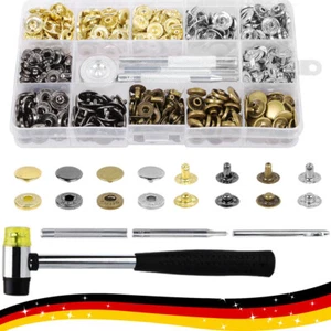 Druckknopf Set mit Zange 120 Set Kupfer Druckknöpfe Metall Bronze Kleidung Snaps - Bild 1 von 14
