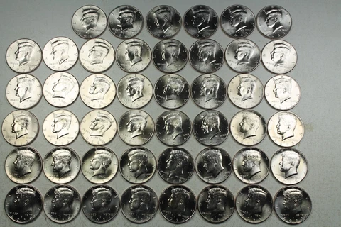 2003 - 2023 P&D Kennedy Half Dollar. Gem Brilliant Uncirculated  Mint Roll Set Cover