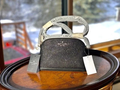 Сумочка через плечо Kate Spade черная блестящая мишура купольная новая с ценниками РЕДКАЯ - Изображение 1 из 3