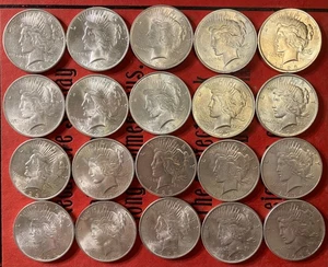 US Peace Silver Dollar, Roll of 20 coins, Random Date, AU - Picture 1 of 3