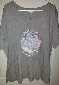 C&C California Gray Graphic Short Sleeve T Shirt 3X Cotton Beautiful Earth - Picture 1 of 5