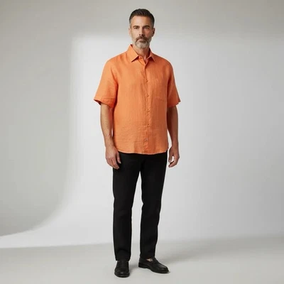 Linea Uomo Men's Orange Linen Button Down Collar Shirt Size XL - Image 1 of 4