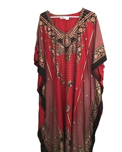 Sante Classics Damen Kaftan MuuMu Hauskleid One Size Burgund Lila - Bild 1 von 7