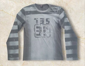DIESEL Shirt Adult Size Medium Washed Faded Striped Long Sleeve Made In Italy - Picture 1 of 9