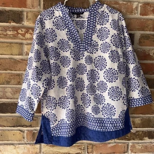 Blusa boho para mujer Zac & Rachel azul estampado floral manga 3/4 cuello en V talla XL - Imagen 1 de 9