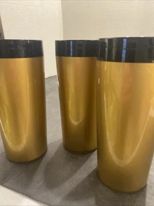 3 BICCHIERI BICCHIERI VINTAGE ISOLATI ORO E NERO MADE IN USA Kk - Foto 1 di 10