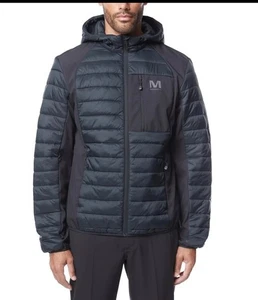 Chaqueta softshell Merrell para hombre con capucha mixta acolchada, negra talla XL - Imagen 1 de 7