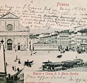 Firenze Tram Chiesa Di Maria Novella Italy Postcard A65 - Picture 1 of 3