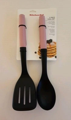 KitchenAid 2 Piece Tool Set (Slotted Turner / Basting Spoon) Dried Rose Pink - Image 1 of 4