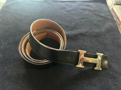 Hermes 42mm Reversible Etain/Black Belt Kit with Silver H Constance Buckle 90cm - Image 1 of 3