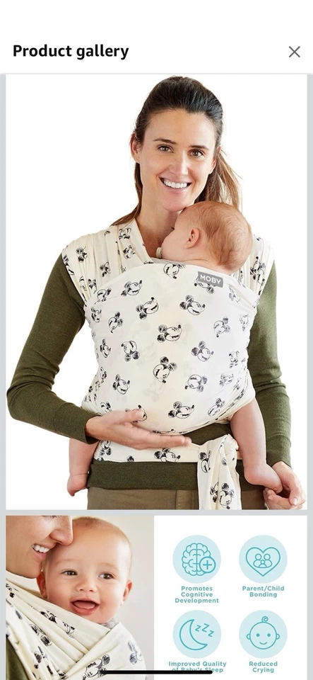 Portabebés Moby Wrap gris Disney Mickey & Friends recién nacido - niño pequeño 8-33 libras Foto 1 de 3