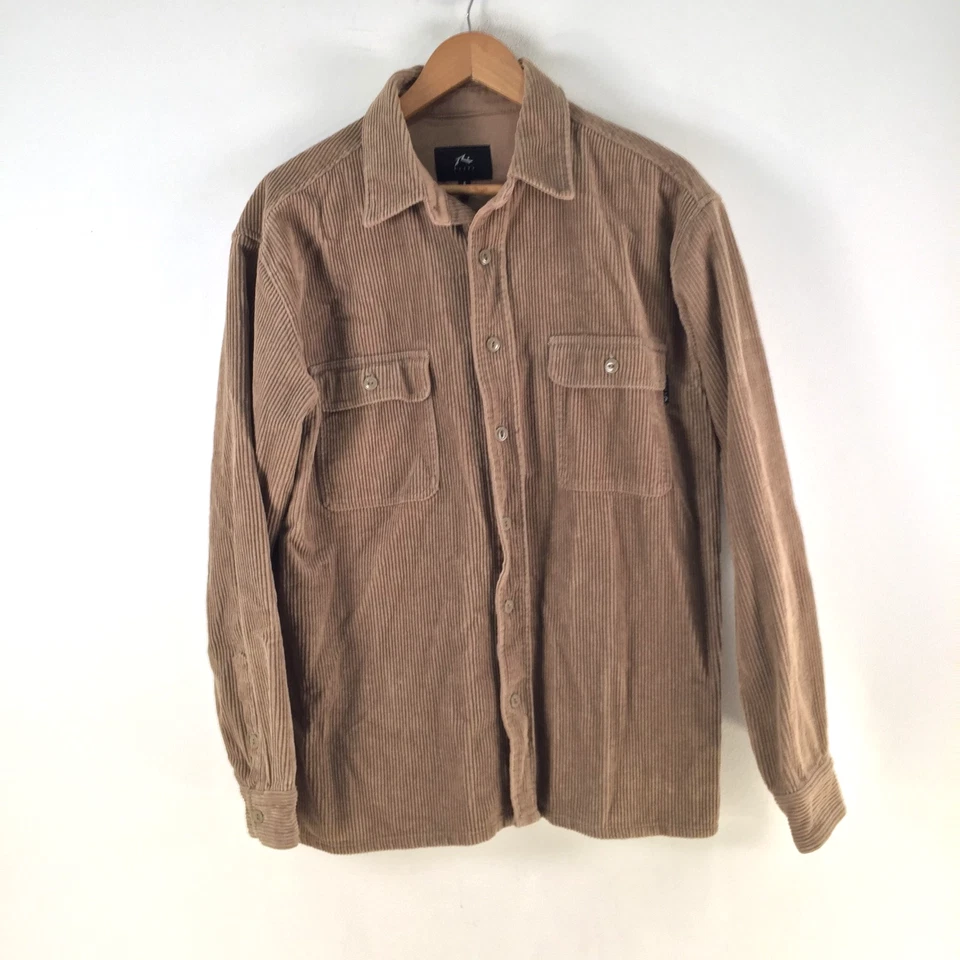 Rusty mens shacket jacket size S brown corduroy long sleeve collar 124745 - image 1 of 4