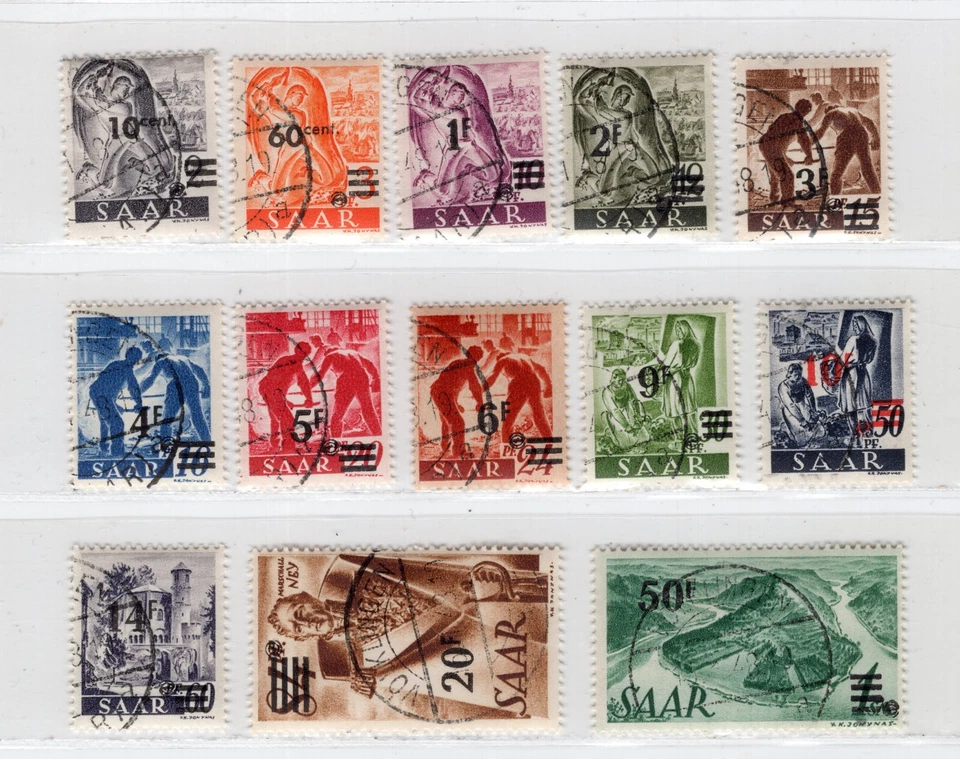 GERMANY SAAR 1947 OVERPRINT SET OF 13 STAMPS SCOTT 175-187 PERFECT CTO USED - Image 1 of 1
