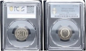 Empire 20 Pfennig 1887 A J-6 MS65 Brilliant Uncirculated 122704 - Picture 1 of 1