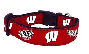 Wisconsin Badgers Ribbon Dog Collar, Size LARGE 18-30 Inches - Picture 1 of 1