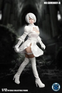 SUPER DUCK SDMINI001-B Sexy Female Automata 2B White Clothes with Head Set 1/12 - Afbeelding 1 van 5