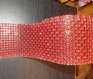 11.5cm red Diamonte Crystal Effect Rhinestone Cake Decoration Ribbon Mesh - Picture 1 of 1