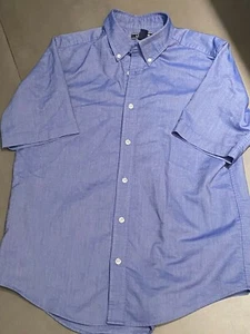 Lands End Uniform Boys Size 18 Short Sleeve Oxford Dress Shirt, French Blue - Picture 1 of 1